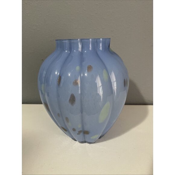 12 Loop Bud Vase LENE BJERRE MARA ART GLASS DECOR Blue Gold Glitter Iridescent - Picture 3 of 9